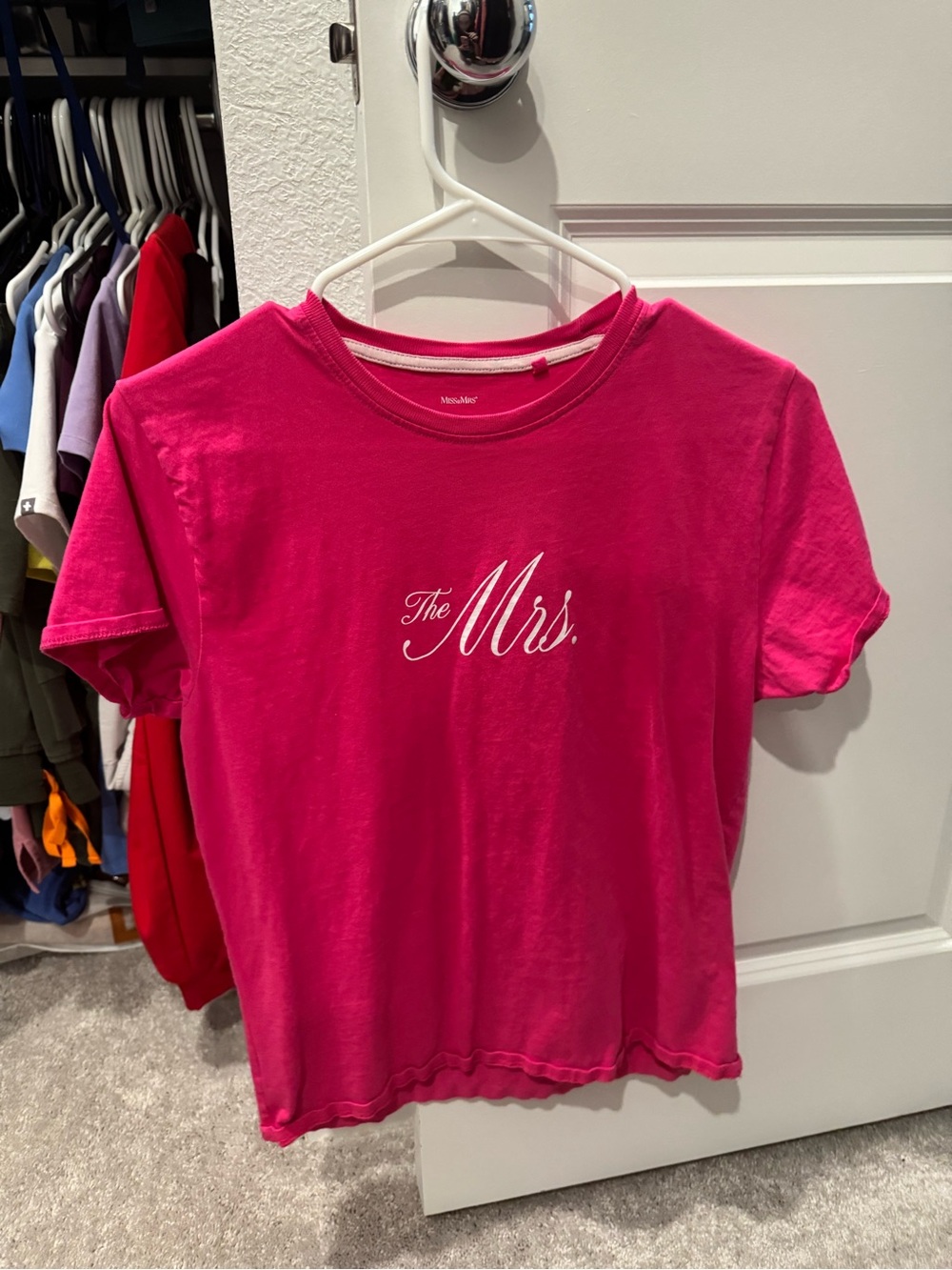 The Mrs. Short Sleeve Crewneck Tee - Pink